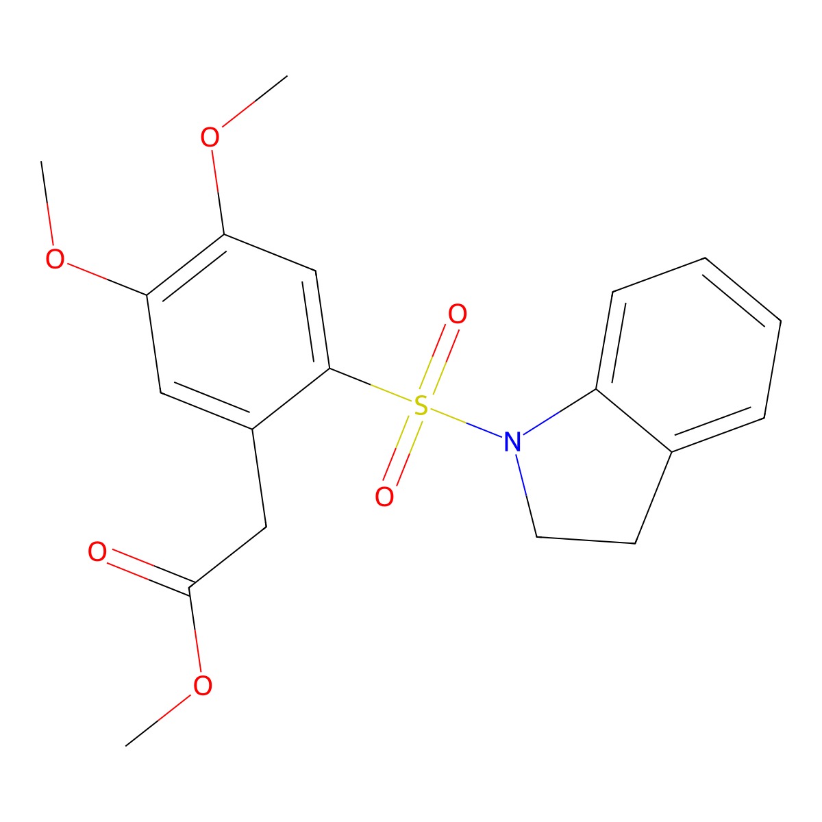 Methyl 2-(2-(indolin-1-ylsulfonyl)-4,5-dimethoxyphenyl)acetate, 95% molecular structure, CAS 1797782-09-2