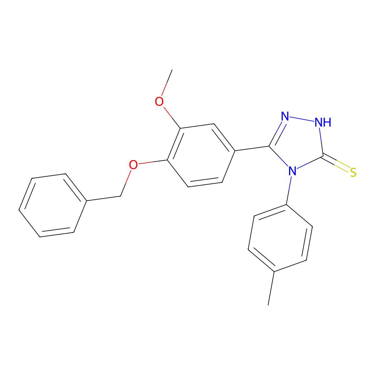 3-(3-Methoxy-4-phenylmethoxyphenyl)-4-(4-methylphenyl)-1H-1,2,4-triazole-5-thione molecular structure, CAS 1797782-15-0