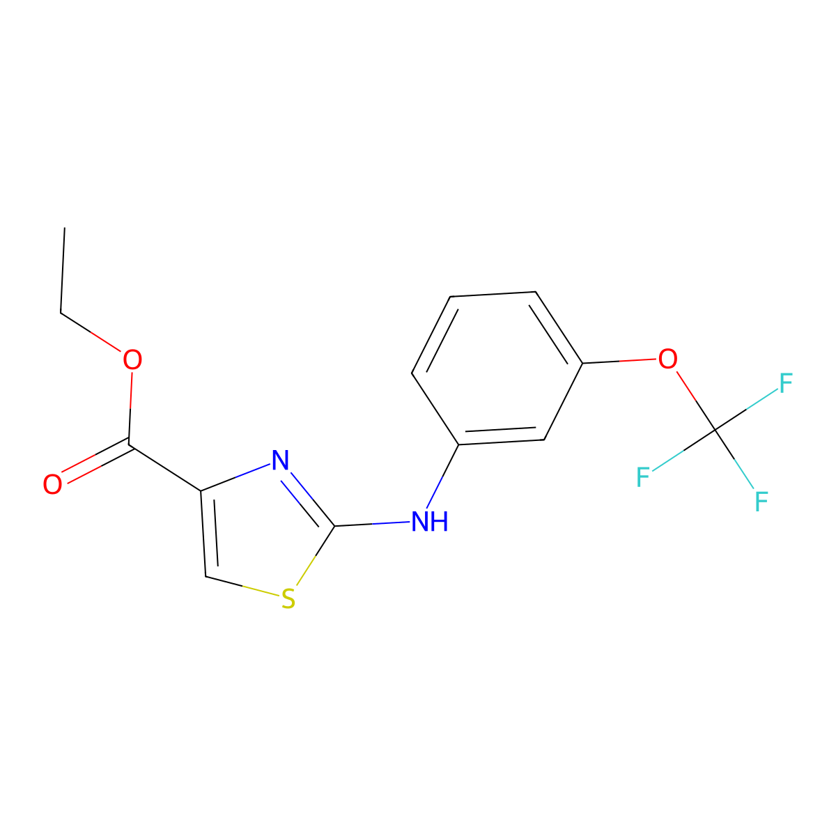 Ethyl 2-{[3-(trifluoromethoxy)phenyl]amino}-1,3-thiazole-4-carboxylate molecular structure, CAS 1797782-21-8