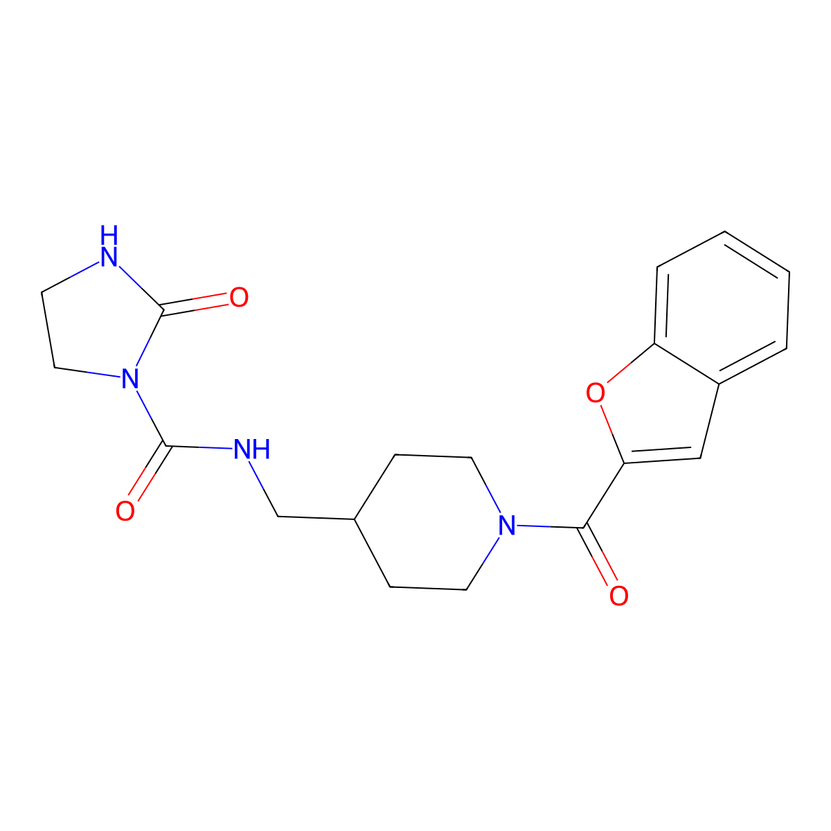 N-((1-(benzofuran-2-carbonyl)piperidin-4-yl)methyl)-2-oxoimidazolidine-1-carboxamide molecular structure, CAS 1797791-29-7