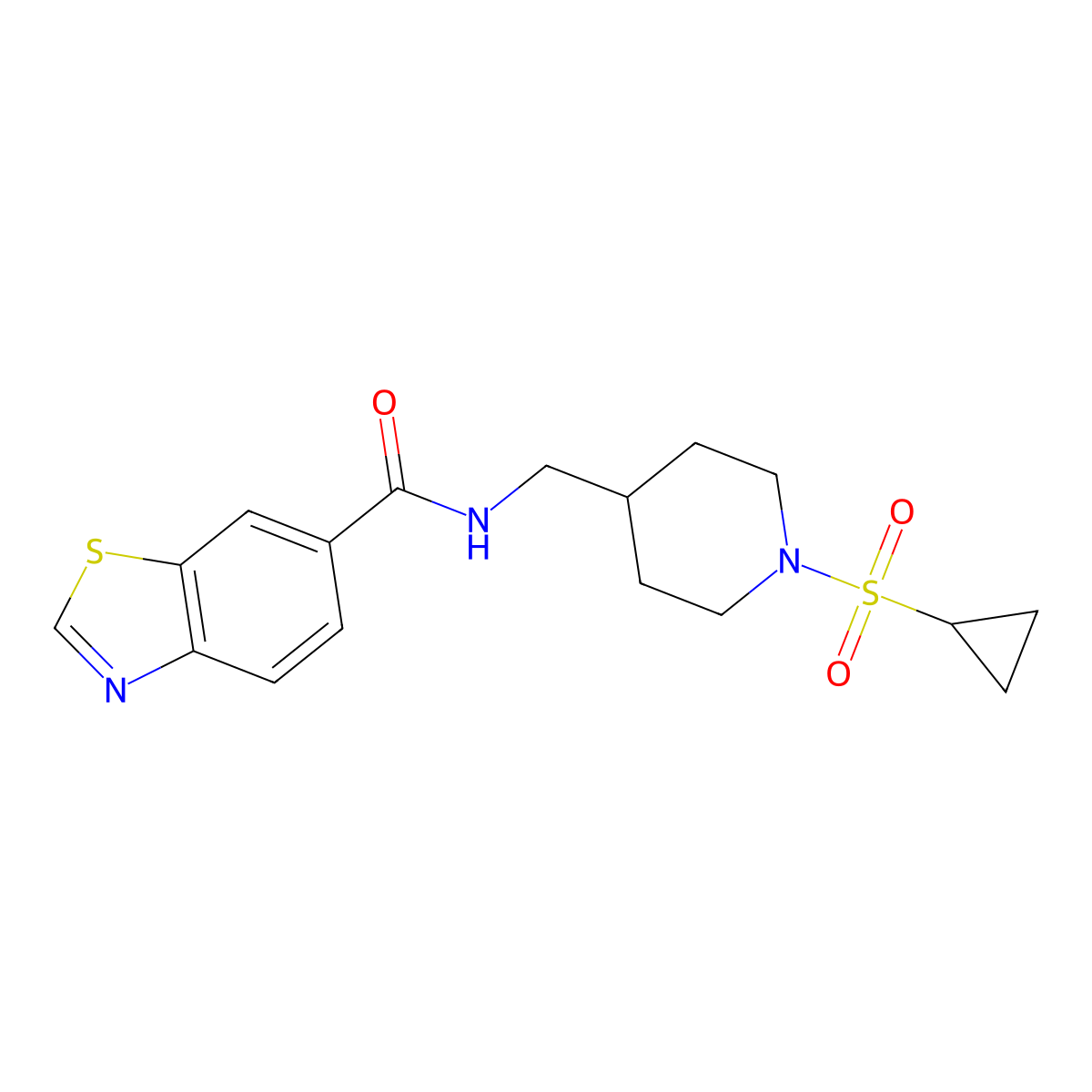 N-((1-(cyclopropylsulfonyl)piperidin-4-yl)methyl)benzo[d]thiazole-6-carboxamide molecular structure, CAS 1797791-41-3