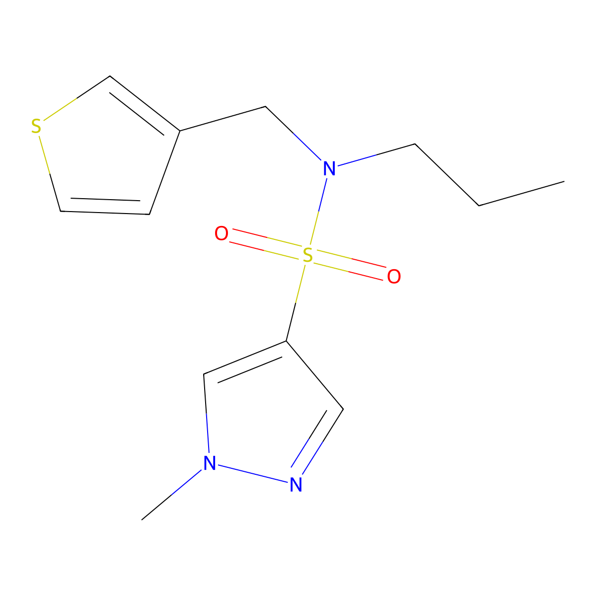 1-methyl-N-propyl-N-(thiophen-3-ylmethyl)-1H-pyrazole-4-sulfonamide molecular structure, CAS 1797791-68-4