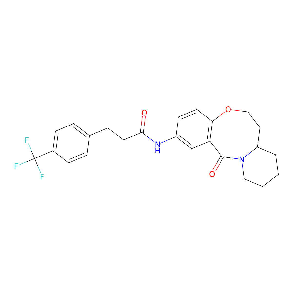 N-{2-oxo-9-oxa-1-azatricyclo[10.4.0.0^{3,8}]hexadeca-3,5,7-trien-5-yl}-3-[4-(trifluoromethyl)phenyl]propanamide molecular structure, CAS 1797791-70-8