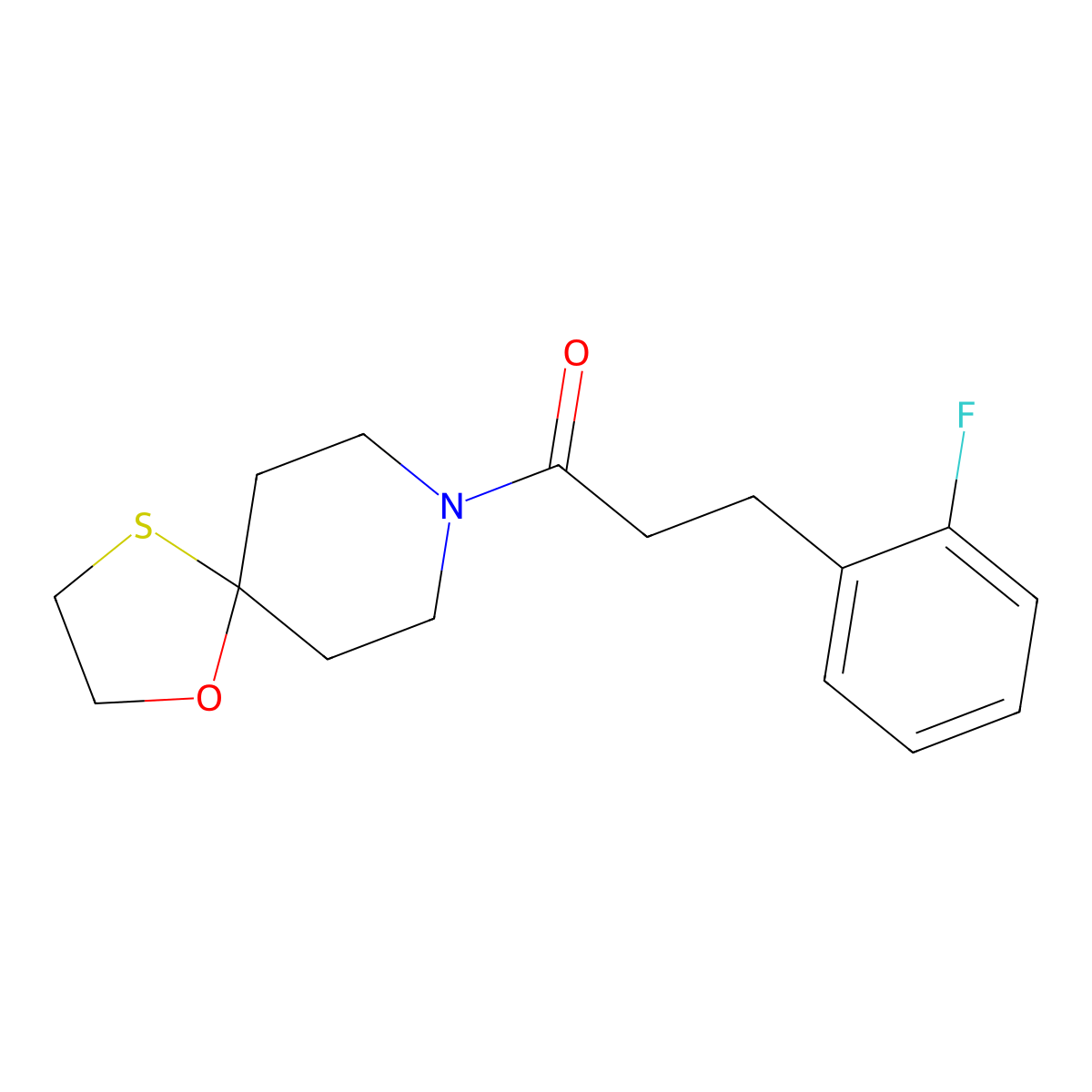 3-(2-Fluorophenyl)-1-(1-oxa-4-thia-8-azaspiro[4.5]decan-8-yl)propan-1-one molecular structure, CAS 1797791-83-3