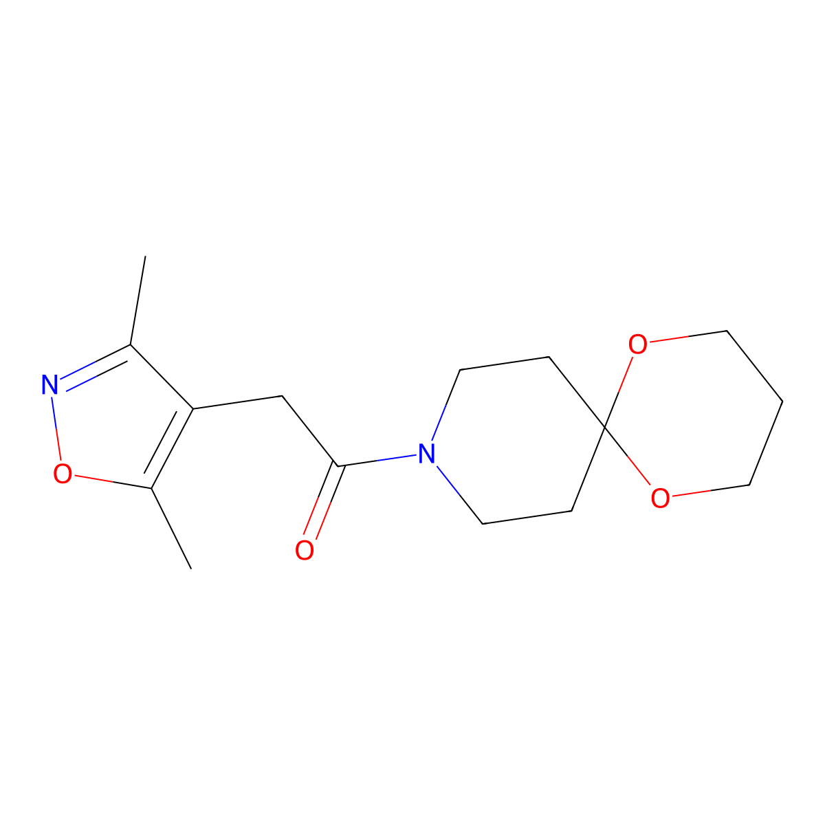2-(3,5-Dimethylisoxazol-4-yl)-1-(1,5-dioxa-9-azaspiro[5.5]undecan-9-yl)ethanone molecular structure, CAS 1797791-94-6