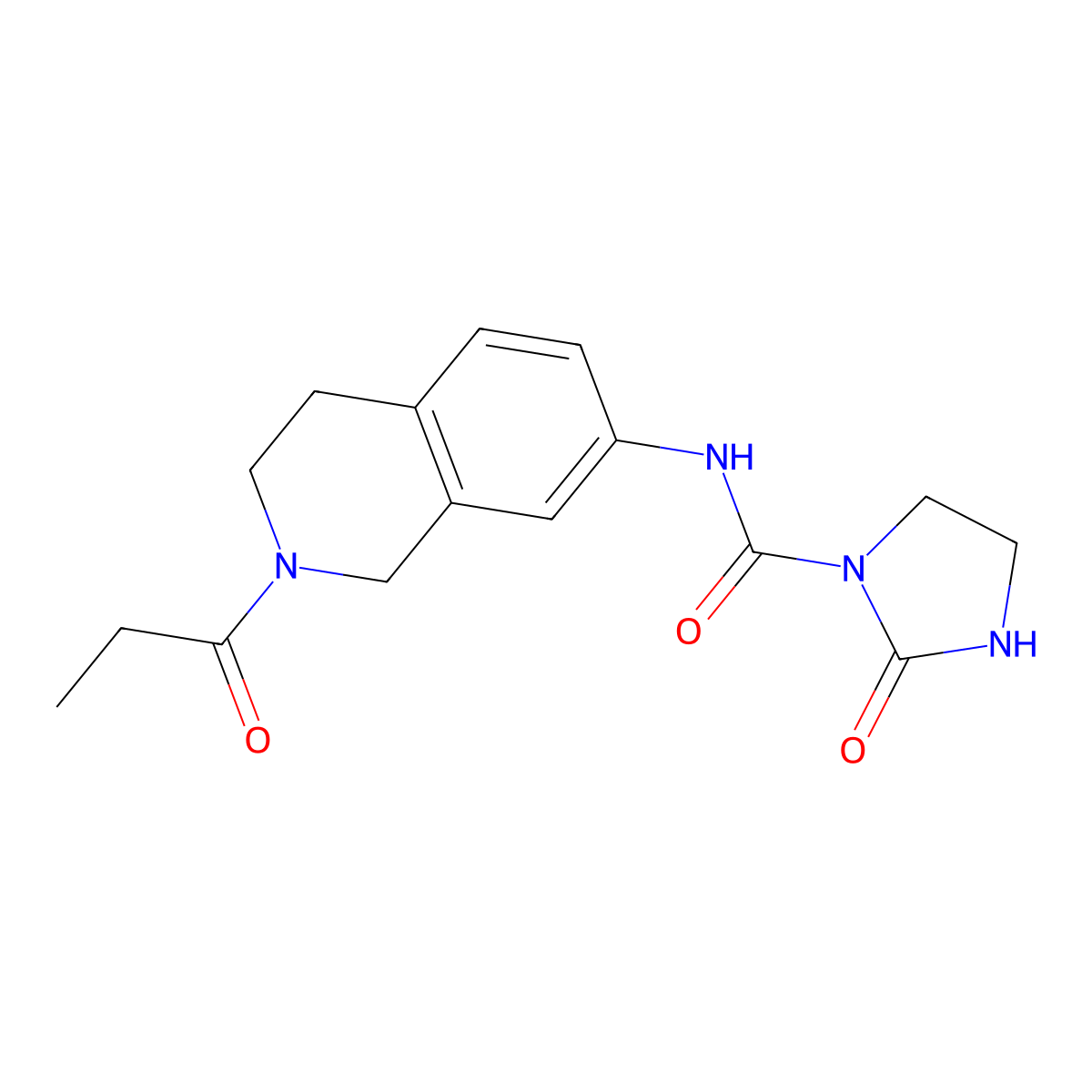 2-oxo-N-(2-propionyl-1,2,3,4-tetrahydroisoquinolin-7-yl)imidazolidine-1-carboxamide molecular structure, CAS 1797792-43-8