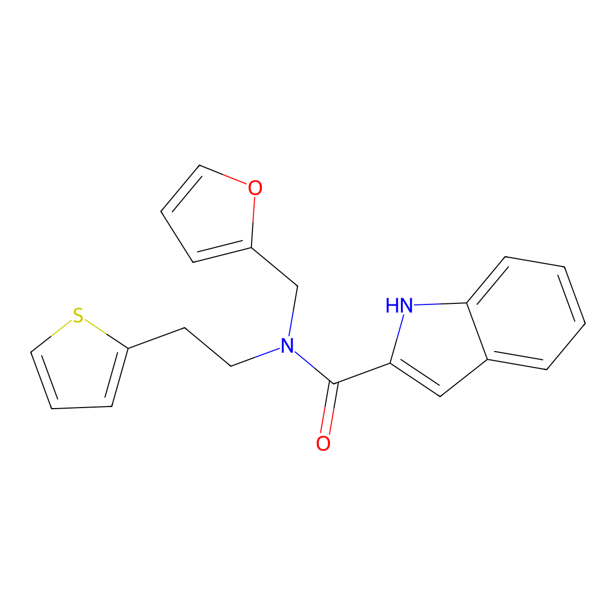 N-(furan-2-ylmethyl)-N-(2-(thiophen-2-yl)ethyl)-1H-indole-2-carboxamide molecular structure, CAS 1797792-89-2