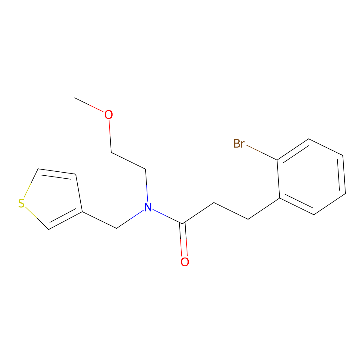 3-(2-bromophenyl)-N-(2-methoxyethyl)-N-(thiophen-3-ylmethyl)propanamide molecular structure, CAS 1797793-45-3