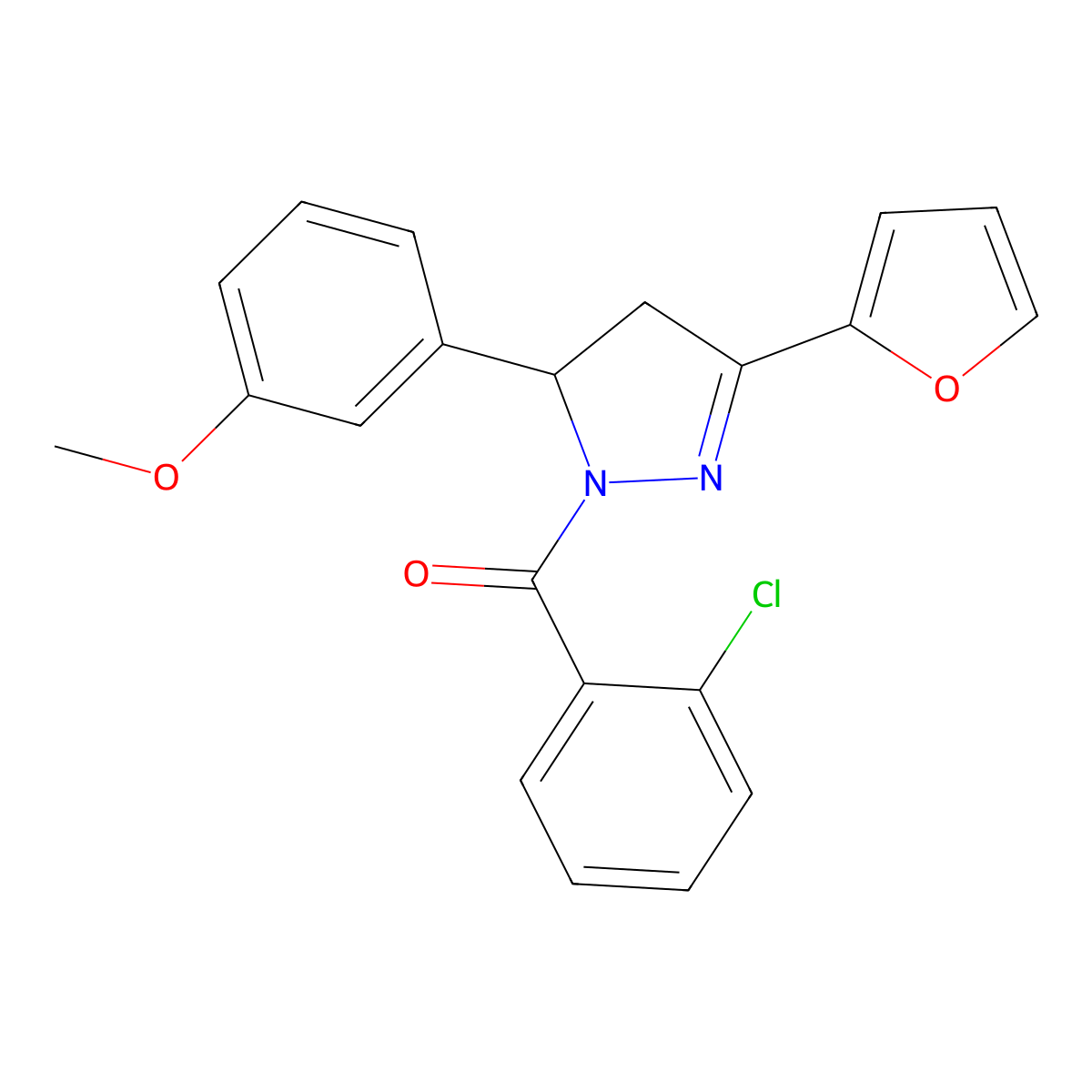 1-(2-chlorobenzoyl)-3-(furan-2-yl)-5-(3-methoxyphenyl)-4,5-dihydro-1H-pyrazole molecular structure, CAS 1797798-92-5