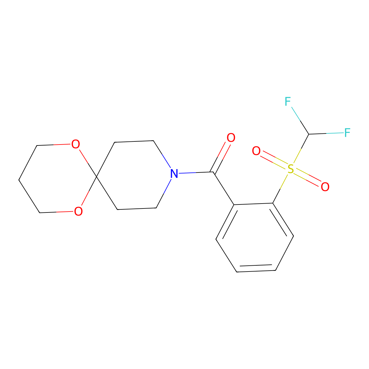 (2-((Difluoromethyl)sulfonyl)phenyl)(1,5-dioxa-9-azaspiro[5.5]undecan-9-yl)methanone molecular structure, CAS 1797801-83-2