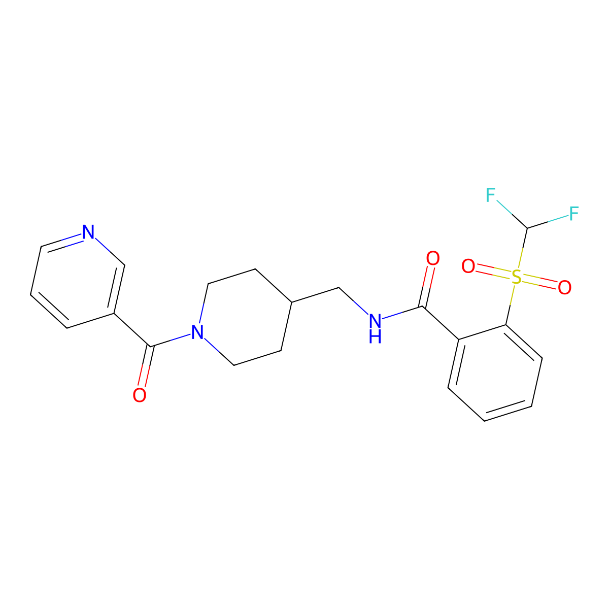 2-((difluoromethyl)sulfonyl)-N-((1-nicotinoylpiperidin-4-yl)methyl)benzamide molecular structure, CAS 1797802-10-8