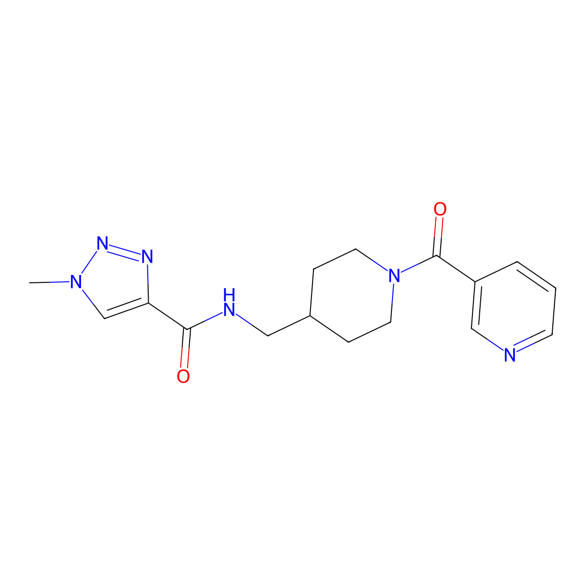 1-methyl-N-((1-nicotinoylpiperidin-4-yl)methyl)-1H-1,2,3-triazole-4-carboxamide molecular structure, CAS 1797802-18-6
