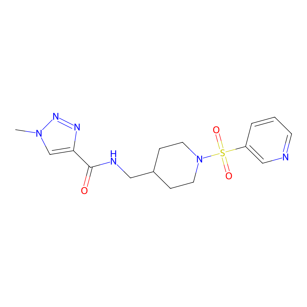 1-methyl-N-((1-(pyridin-3-ylsulfonyl)piperidin-4-yl)methyl)-1H-1,2,3-triazole-4-carboxamide molecular structure, CAS 1797802-33-5