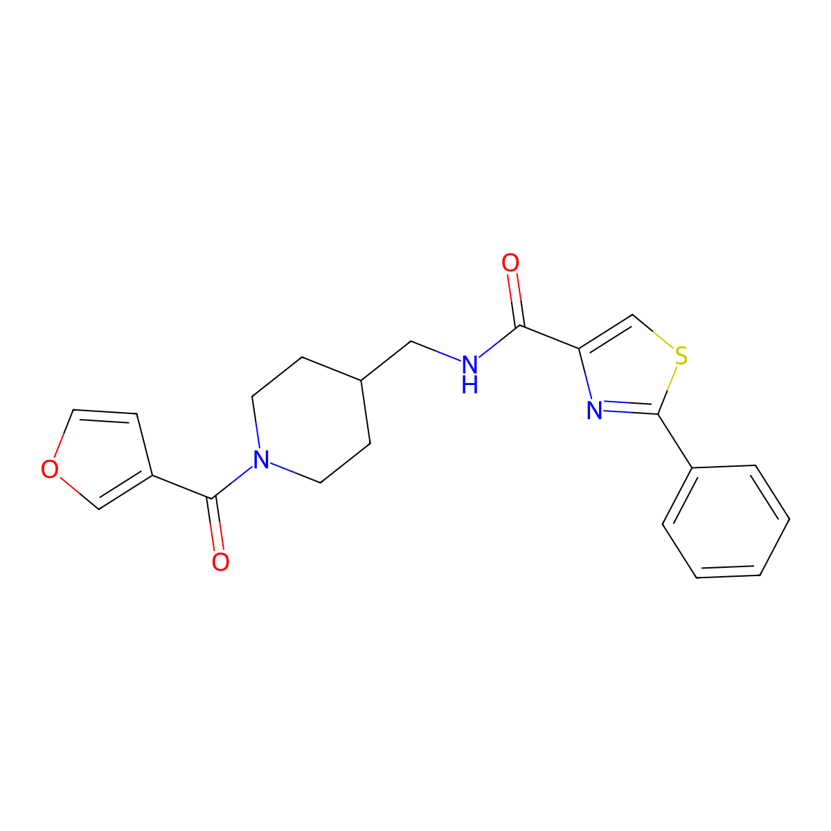 N-((1-(furan-3-carbonyl)piperidin-4-yl)methyl)-2-phenylthiazole-4-carboxamide molecular structure, CAS 1797802-42-6