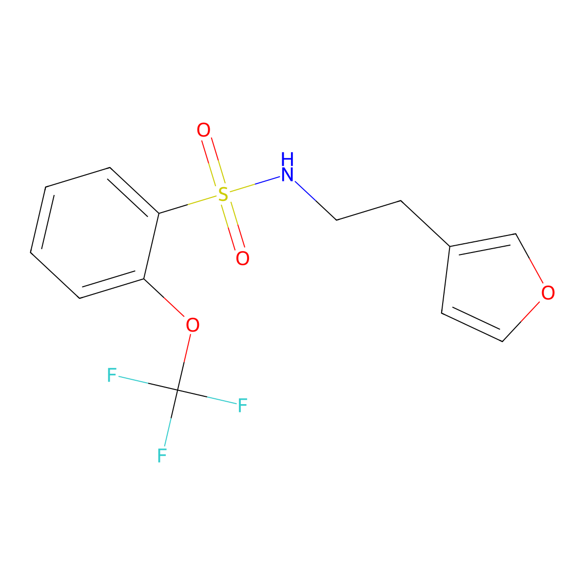 N-(2-(furan-3-yl)ethyl)-2-(trifluoromethoxy)benzenesulfonamide molecular structure, CAS 1797802-84-6