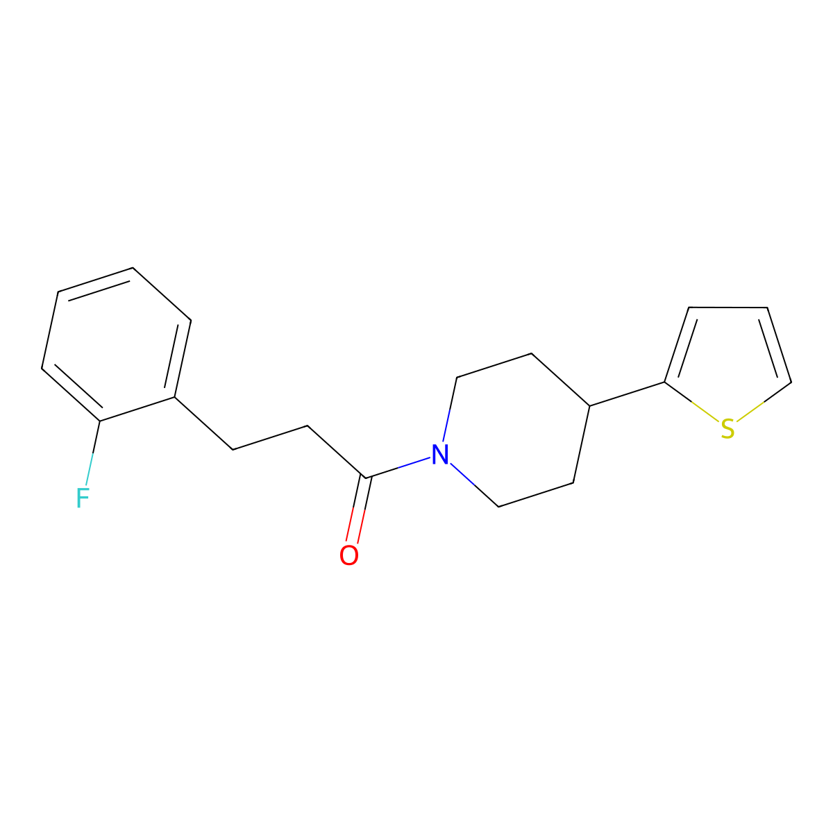 3-(2-Fluorophenyl)-1-(4-(thiophen-2-yl)piperidin-1-yl)propan-1-one molecular structure, CAS 1797802-85-7