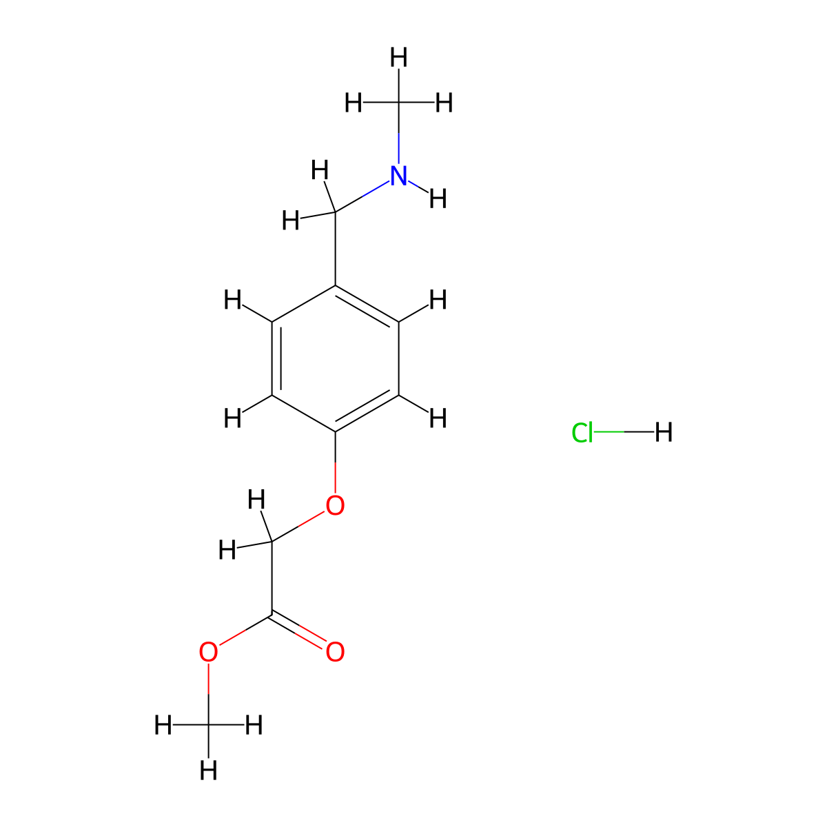Methyl 2-{4-[(methylamino)methyl]phenoxy}acetate hydrochloride molecular structure, CAS 1797802-94-8