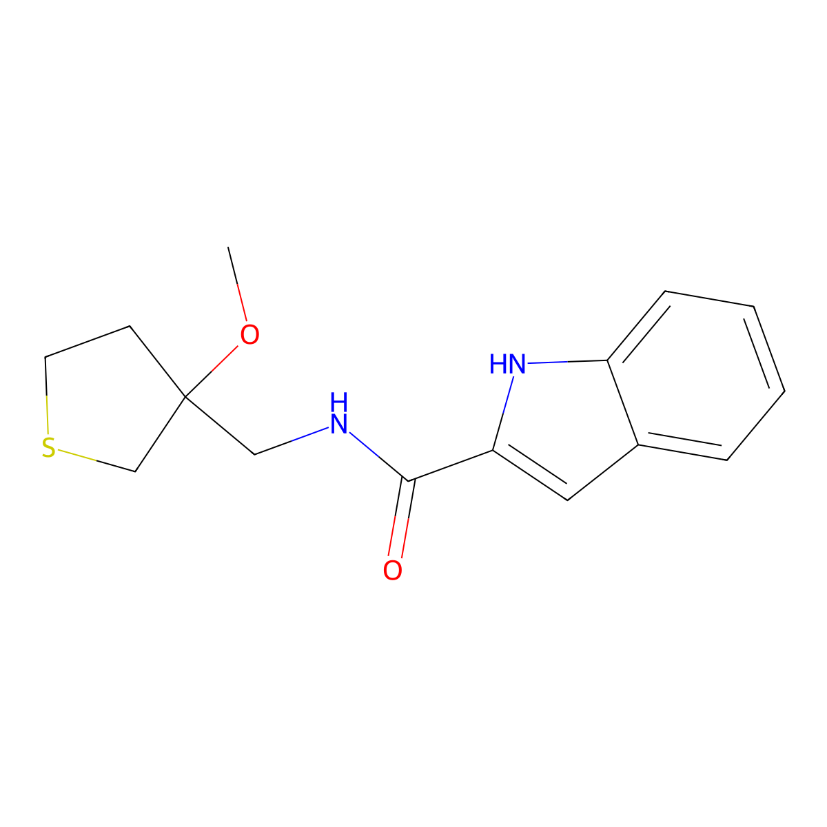 N-[(3-Methoxythiolan-3-yl)methyl]-1H-indole-2-carboxamide molecular structure, CAS 1797803-05-4