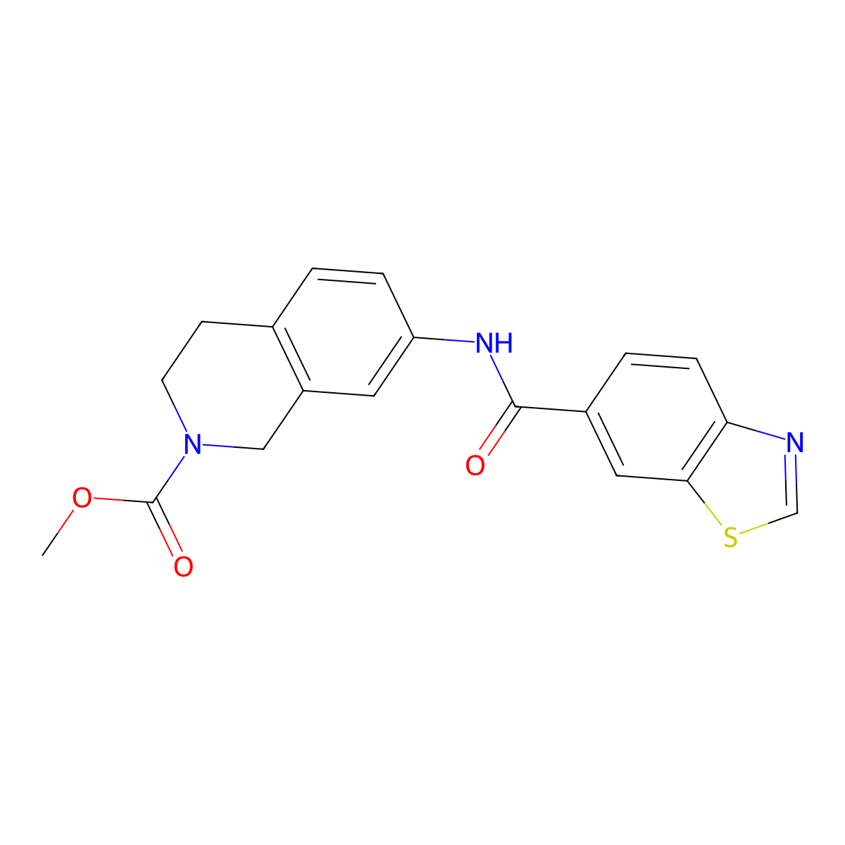 methyl 7-(benzo[d]thiazole-6-carboxamido)-3,4-dihydroisoquinoline-2(1H)-carboxylate molecular structure, CAS 1797803-51-0
