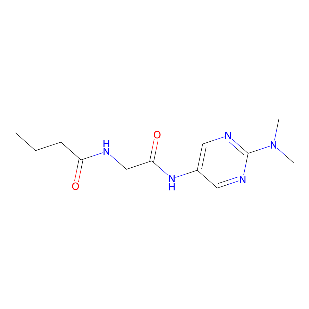 N-(2-((2-(dimethylamino)pyrimidin-5-yl)amino)-2-oxoethyl)butyramide molecular structure, CAS 1797803-65-6