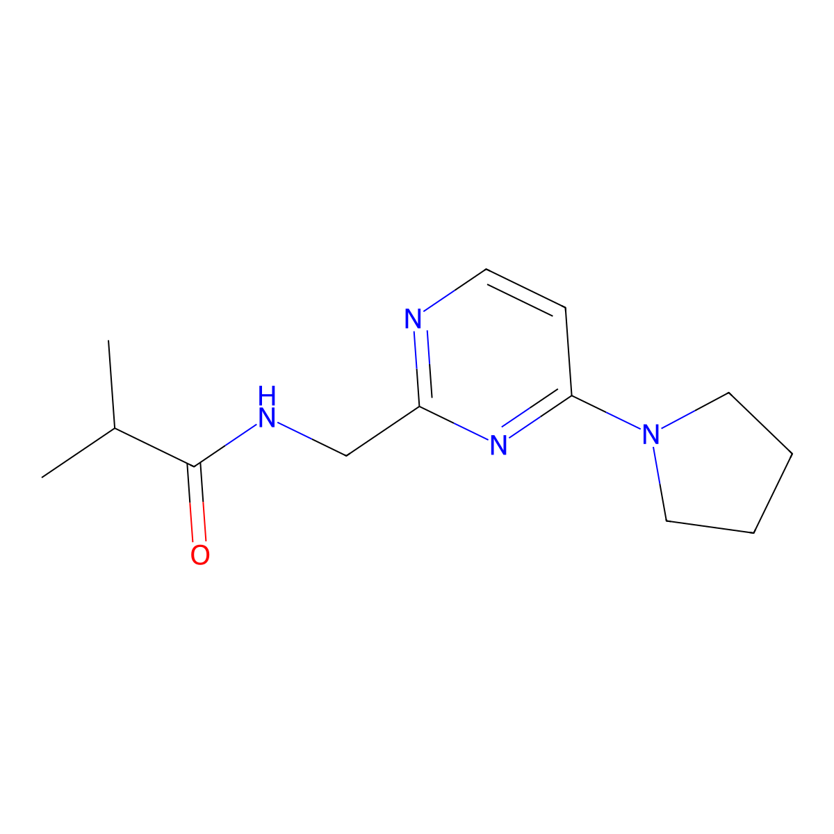 N-((4-(pyrrolidin-1-yl)pyrimidin-2-yl)methyl)isobutyramide molecular structure, CAS 1797803-70-3