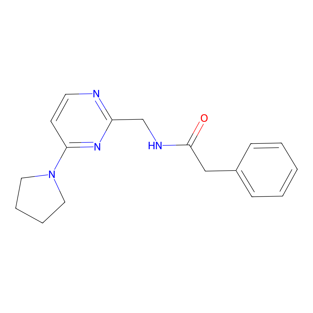 2-phenyl-N-{[4-(pyrrolidin-1-yl)pyrimidin-2-yl]methyl}acetamide molecular structure, CAS 1797803-87-2