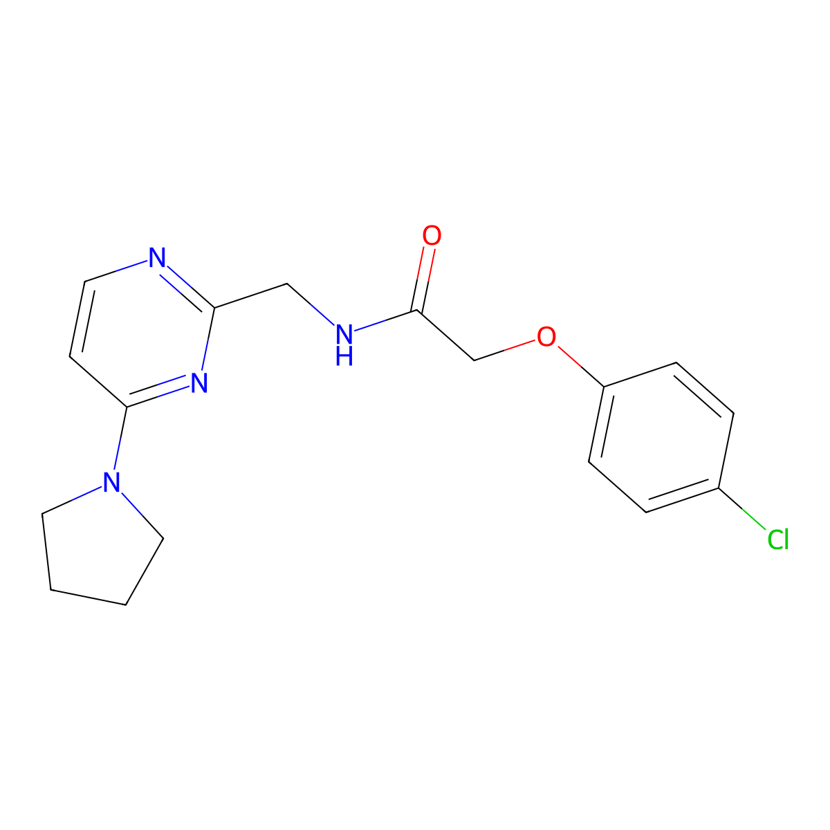 2-(4-chlorophenoxy)-N-{[4-(pyrrolidin-1-yl)pyrimidin-2-yl]methyl}acetamide molecular structure, CAS 1797803-91-8