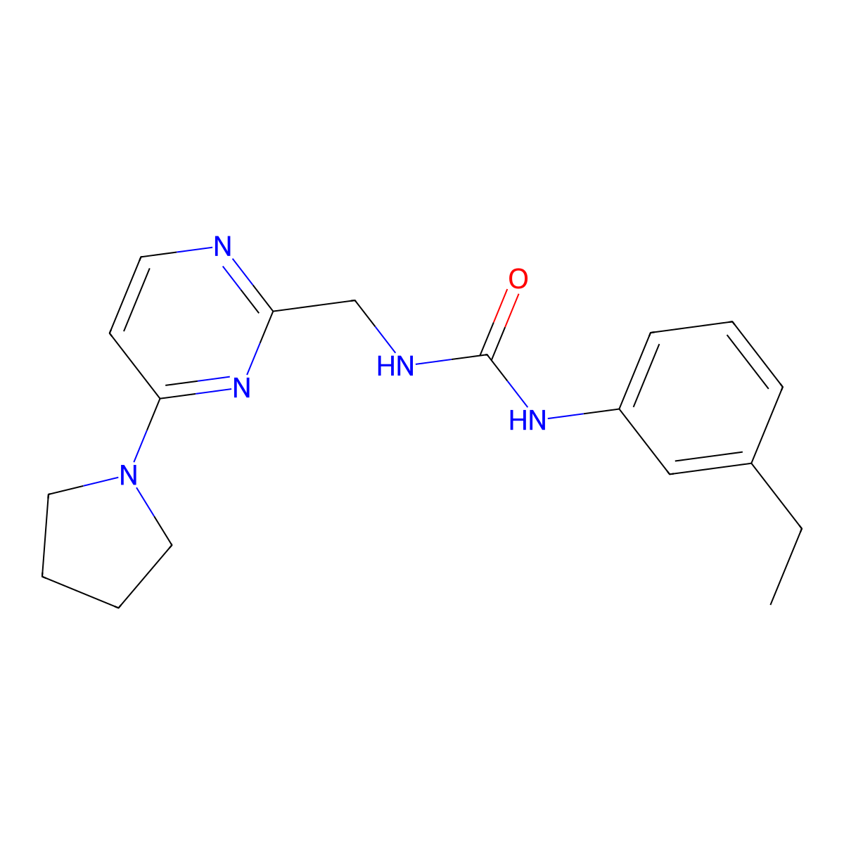 1-(3-Ethylphenyl)-3-{[4-(pyrrolidin-1-yl)pyrimidin-2-yl]methyl}urea molecular structure, CAS 1797804-02-4