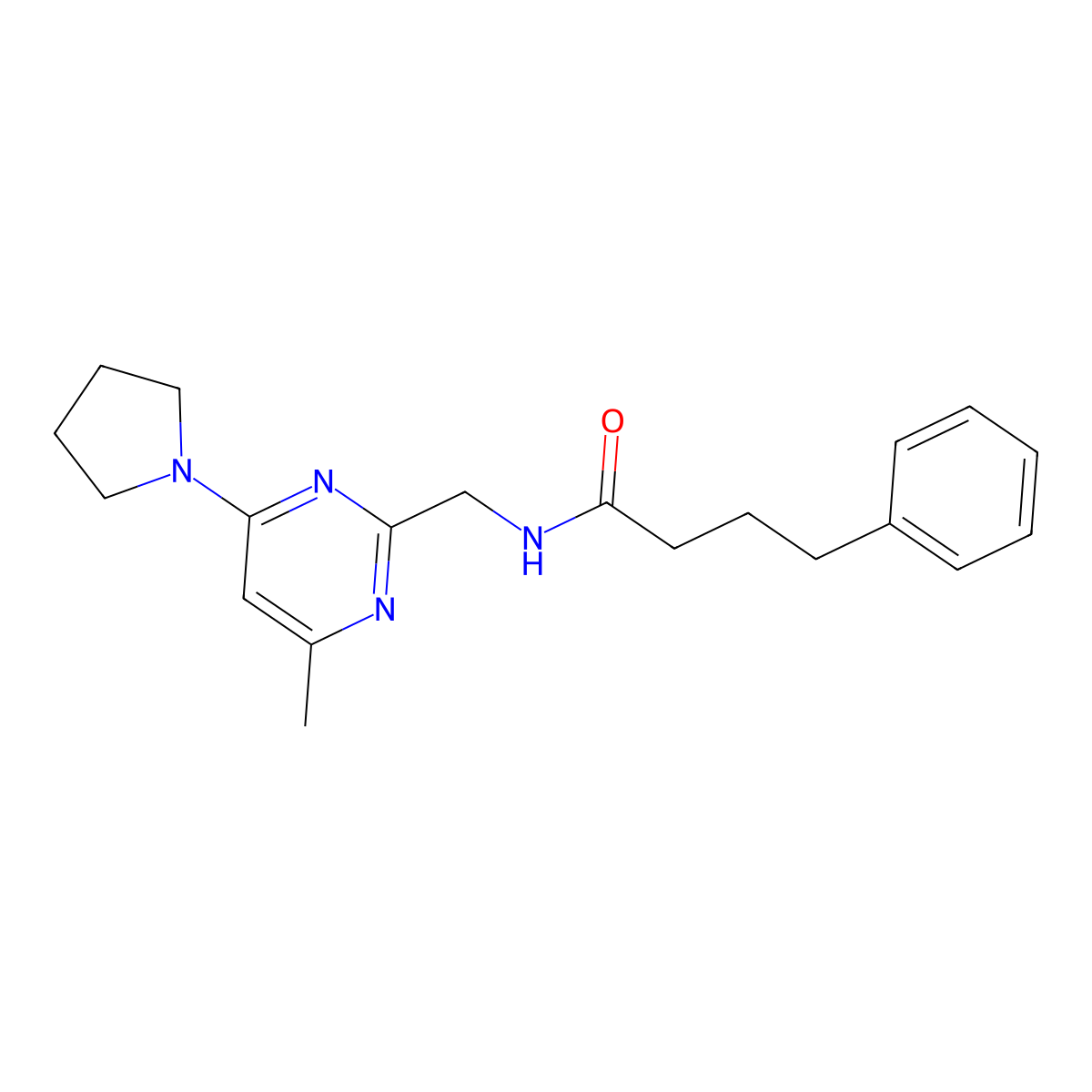 N-{[4-Methyl-6-(pyrrolidin-1-YL)pyrimidin-2-YL]methyl}-4-phenylbutanamide molecular structure, CAS 1797804-27-3