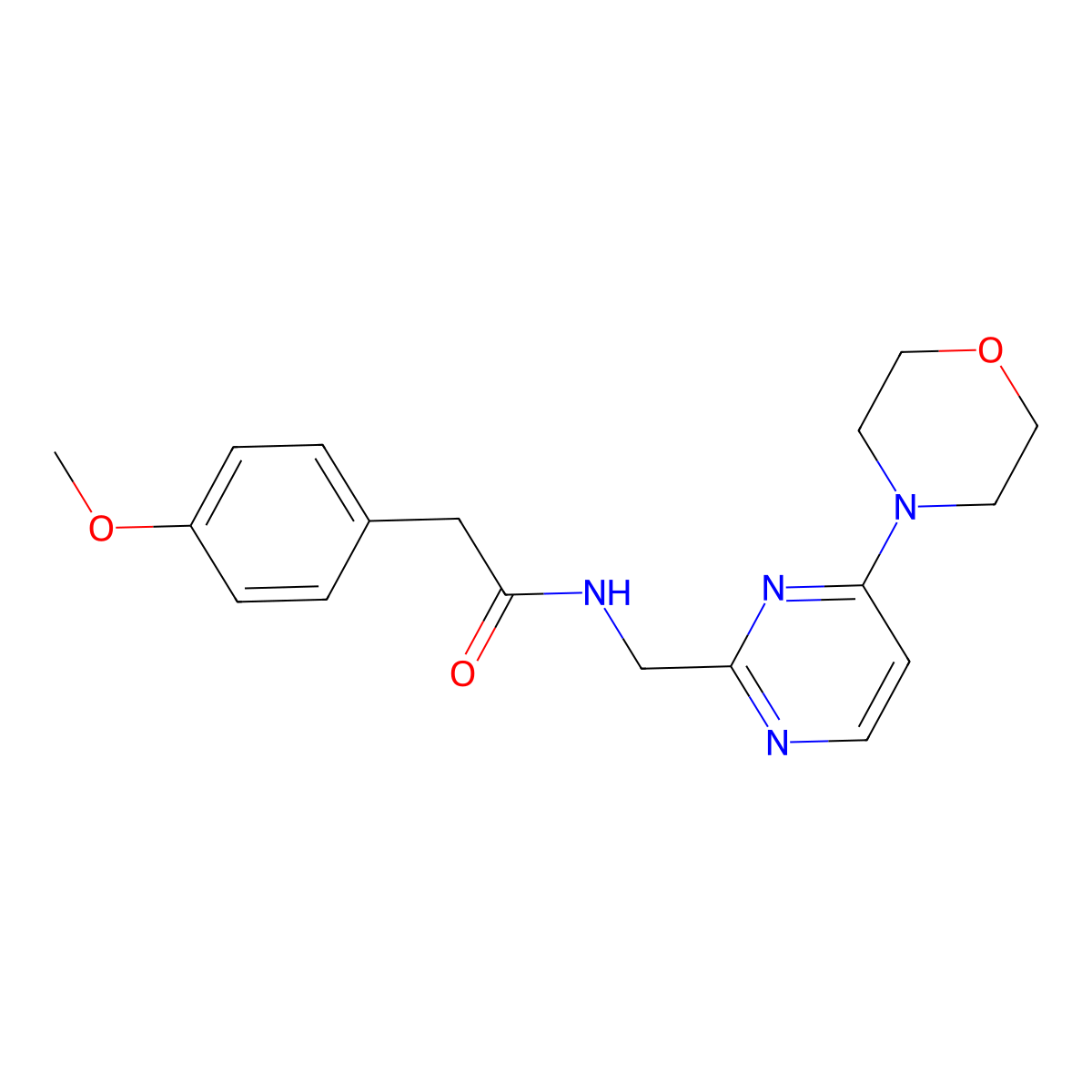 2-(4-methoxyphenyl)-N-((4-morpholinopyrimidin-2-yl)methyl)acetamide molecular structure, CAS 1797805-12-9