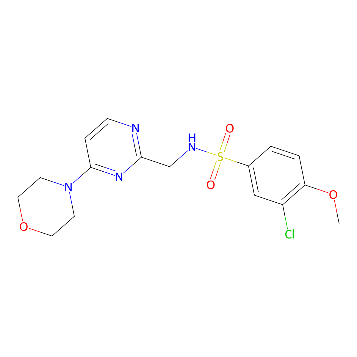 3-chloro-4-methoxy-N-((4-morpholinopyrimidin-2-yl)methyl)benzenesulfonamide molecular structure, CAS 1797805-65-2