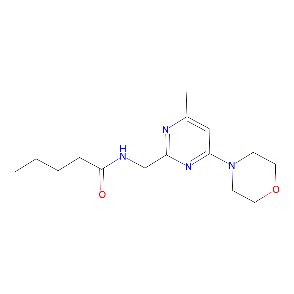 N-((4-methyl-6-morpholinopyrimidin-2-yl)methyl)pentanamide molecular structure, CAS 1797805-80-1