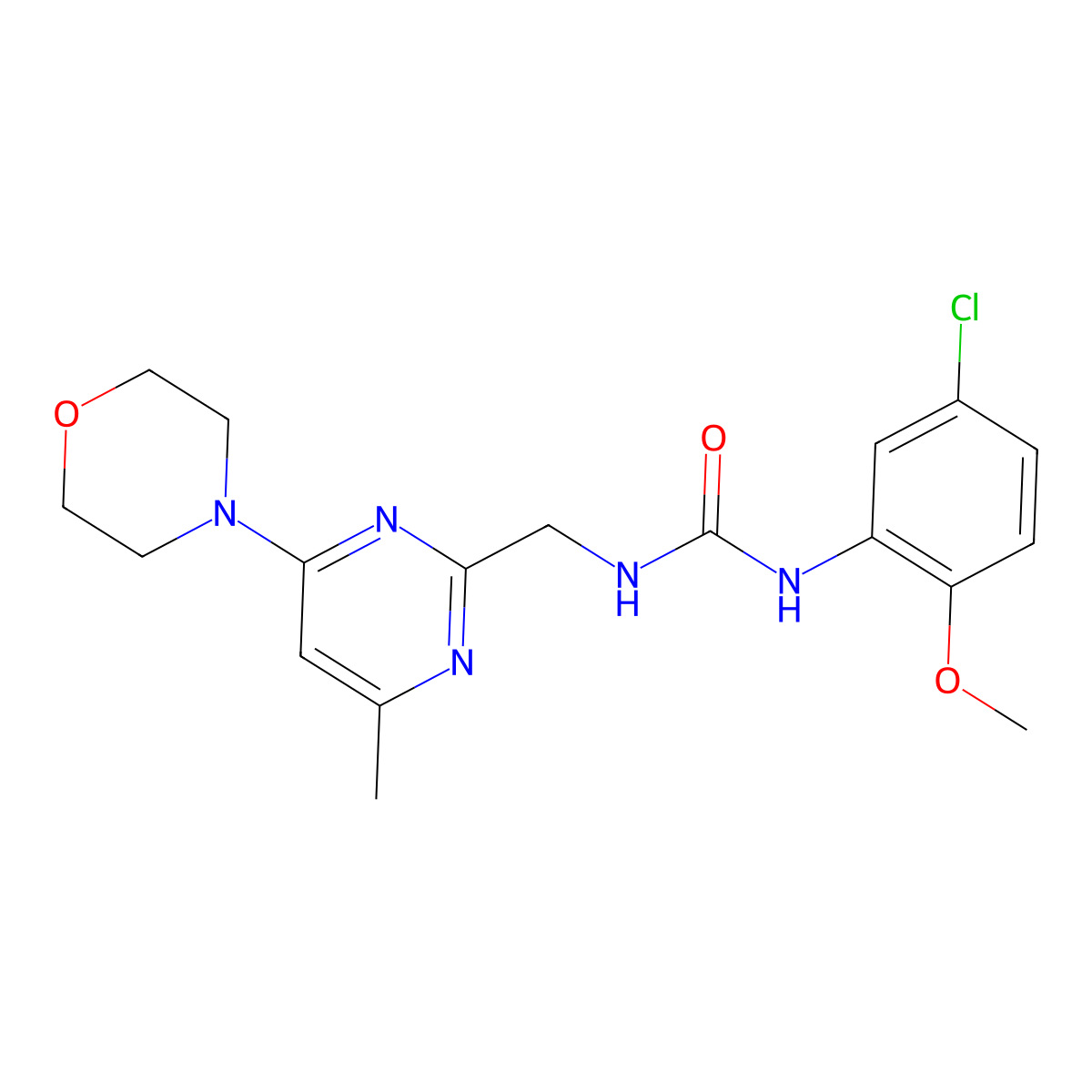 1-(5-Chloro-2-methoxyphenyl)-3-((4-methyl-6-morpholinopyrimidin-2-yl)methyl)urea molecular structure, CAS 1797806-68-8