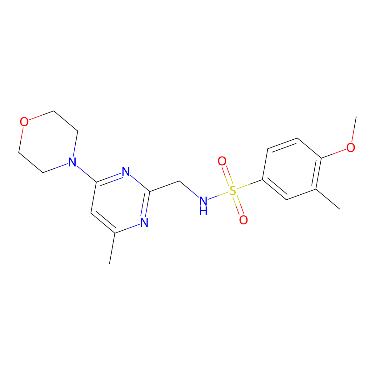 4-methoxy-3-methyl-N-((4-methyl-6-morpholinopyrimidin-2-yl)methyl)benzenesulfonamide molecular structure, CAS 1797811-28-9