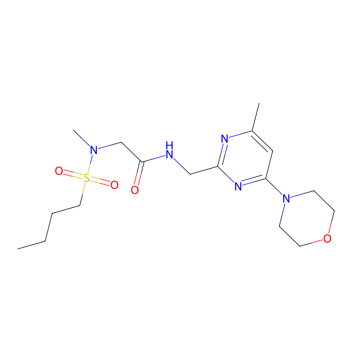 N-((4-methyl-6-morpholinopyrimidin-2-yl)methyl)-2-(N-methylbutylsulfonamido)acetamide molecular structure, CAS 1797811-33-6