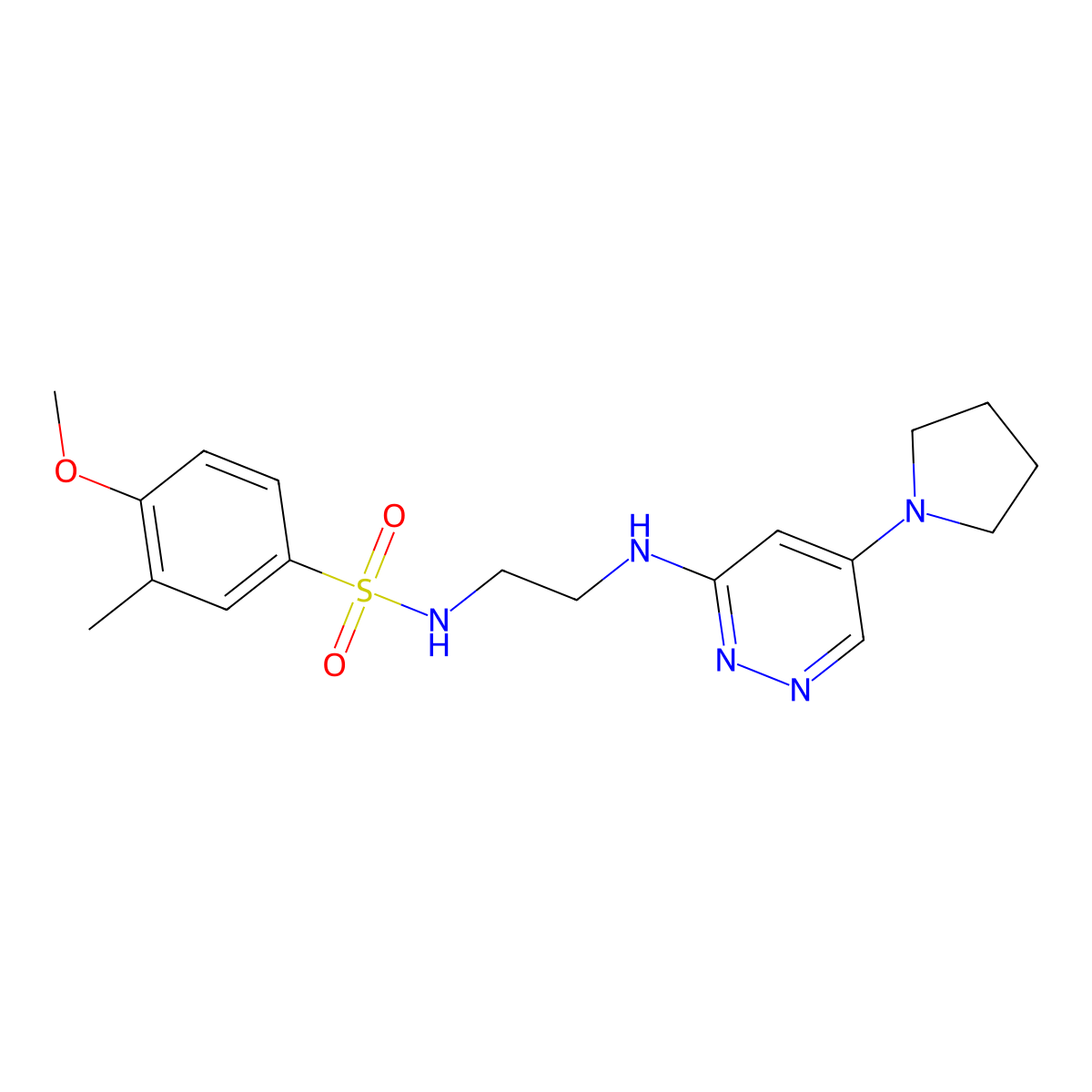 4-methoxy-3-methyl-N-(2-((5-(pyrrolidin-1-yl)pyridazin-3-yl)amino)ethyl)benzenesulfonamide molecular structure, CAS 1797811-40-5