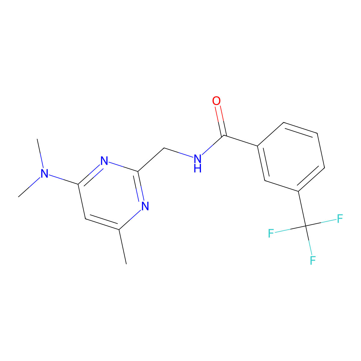 N-{[4-(dimethylamino)-6-methylpyrimidin-2-yl]methyl}-3-(trifluoromethyl)benzamide molecular structure, CAS 1797811-54-1