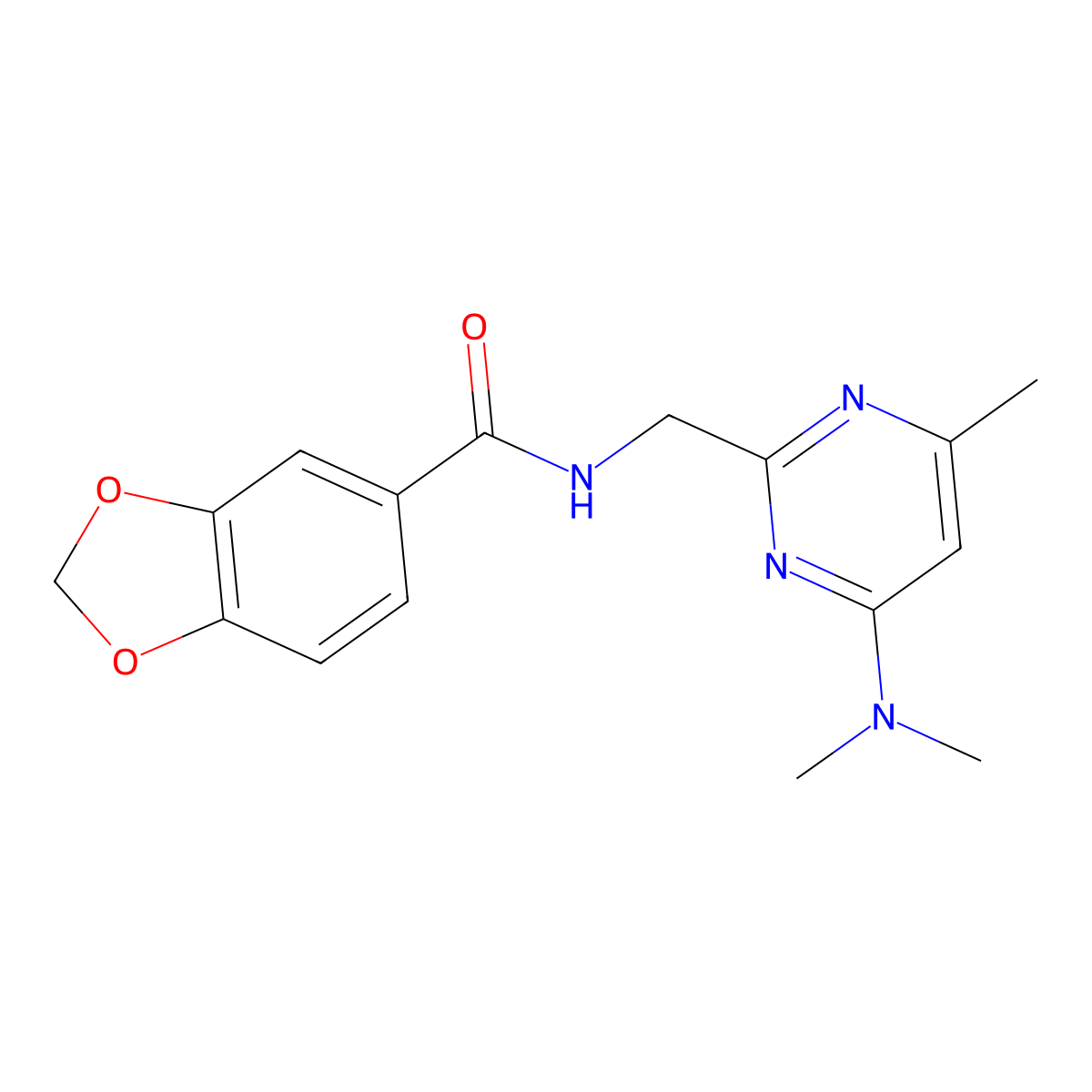 N-{[4-(dimethylamino)-6-methylpyrimidin-2-yl]methyl}-2H-1,3-benzodioxole-5-carboxamide molecular structure, CAS 1797811-60-9