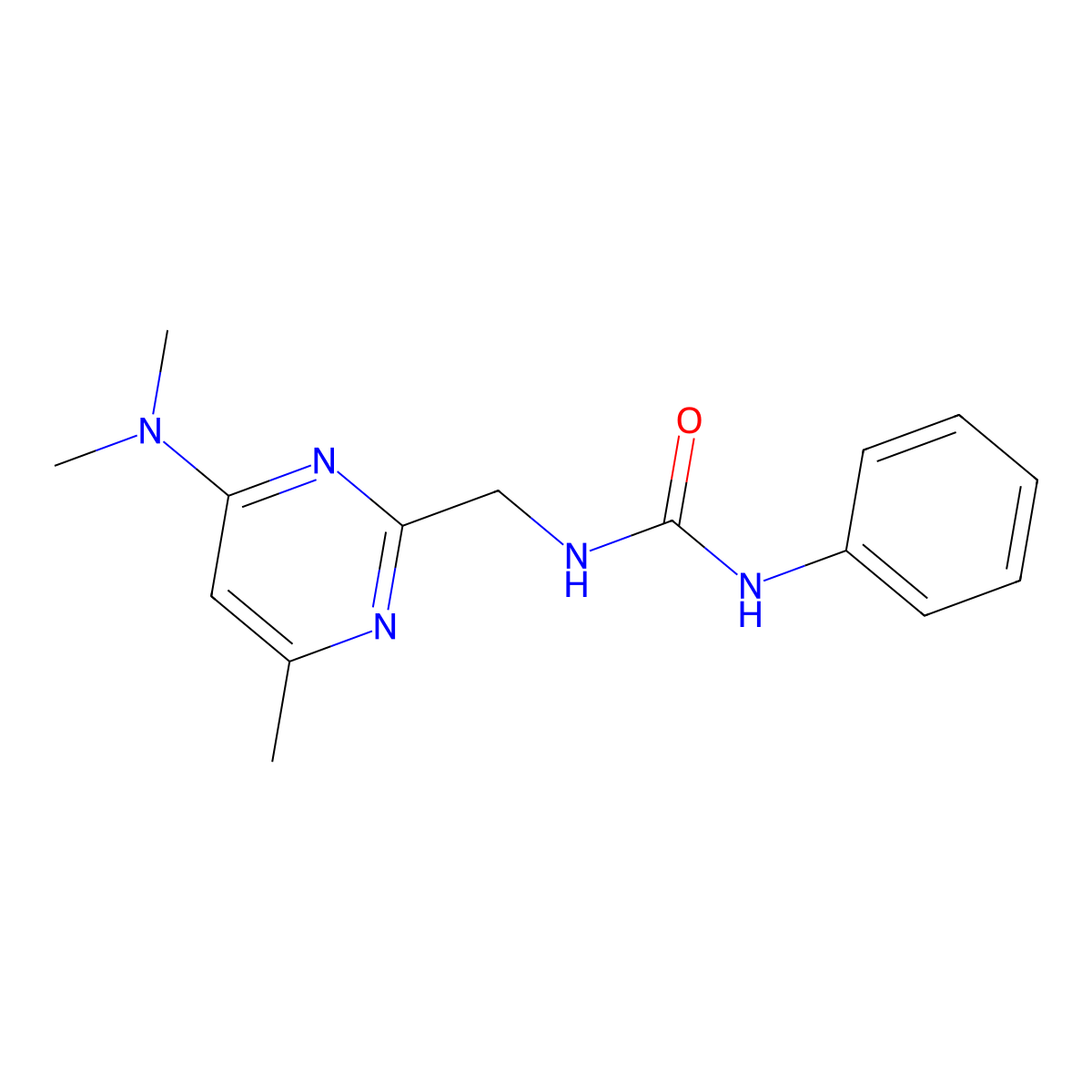 1-((4-(Dimethylamino)-6-methylpyrimidin-2-yl)methyl)-3-phenylurea molecular structure, CAS 1797811-78-9