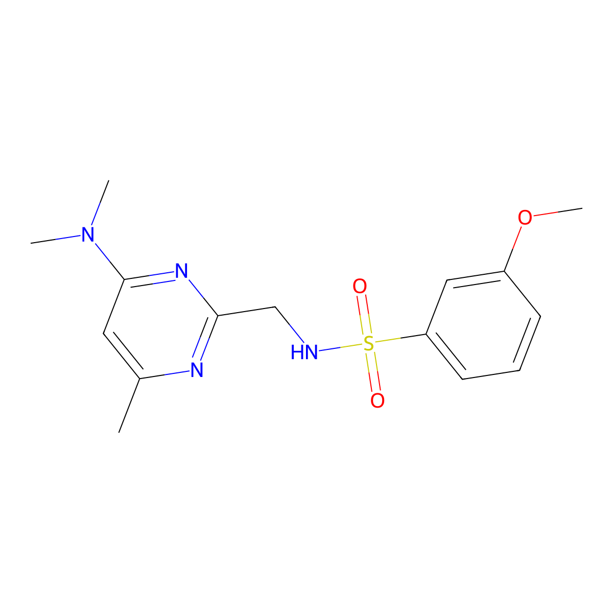 N-((4-(dimethylamino)-6-methylpyrimidin-2-yl)methyl)-3-methoxybenzenesulfonamide molecular structure, CAS 1797811-93-8