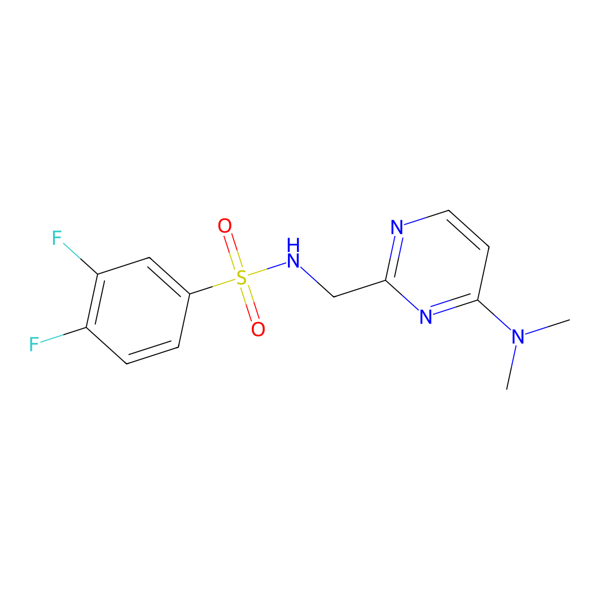 N-((4-(dimethylamino)pyrimidin-2-yl)methyl)-3,4-difluorobenzenesulfonamide molecular structure, CAS 1797812-48-6