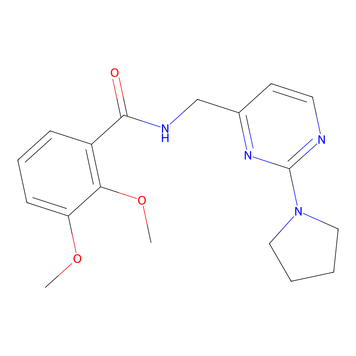 2,3-dimethoxy-N-((2-(pyrrolidin-1-yl)pyrimidin-4-yl)methyl)benzamide molecular structure, CAS 1797812-67-9