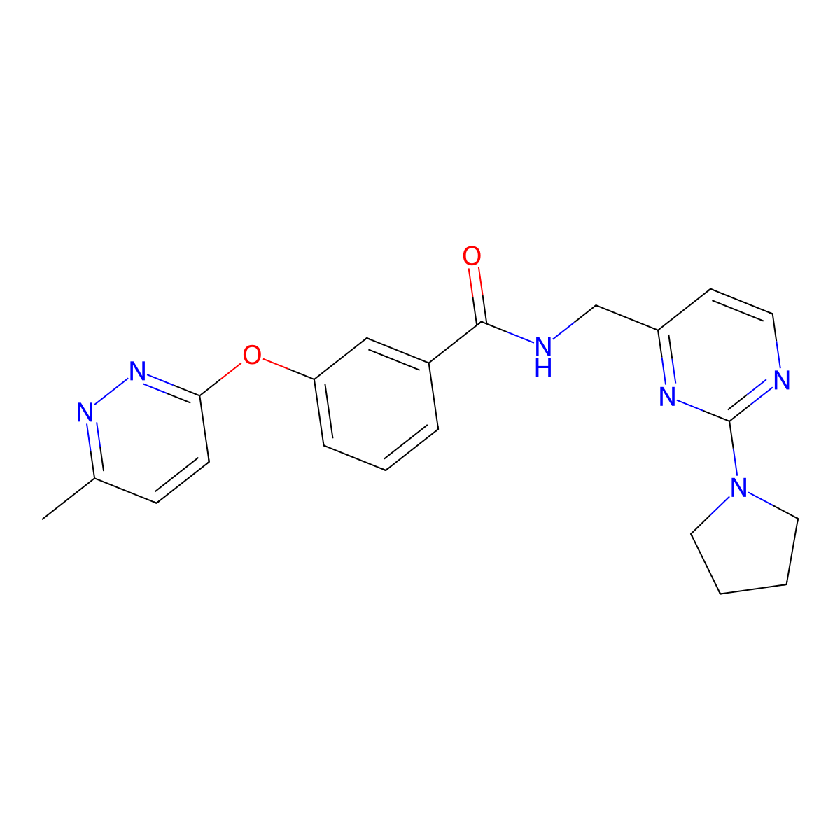 3-[(6-methylpyridazin-3-yl)oxy]-N-{[2-(pyrrolidin-1-yl)pyrimidin-4-yl]methyl}benzamide molecular structure, CAS 1797812-78-2