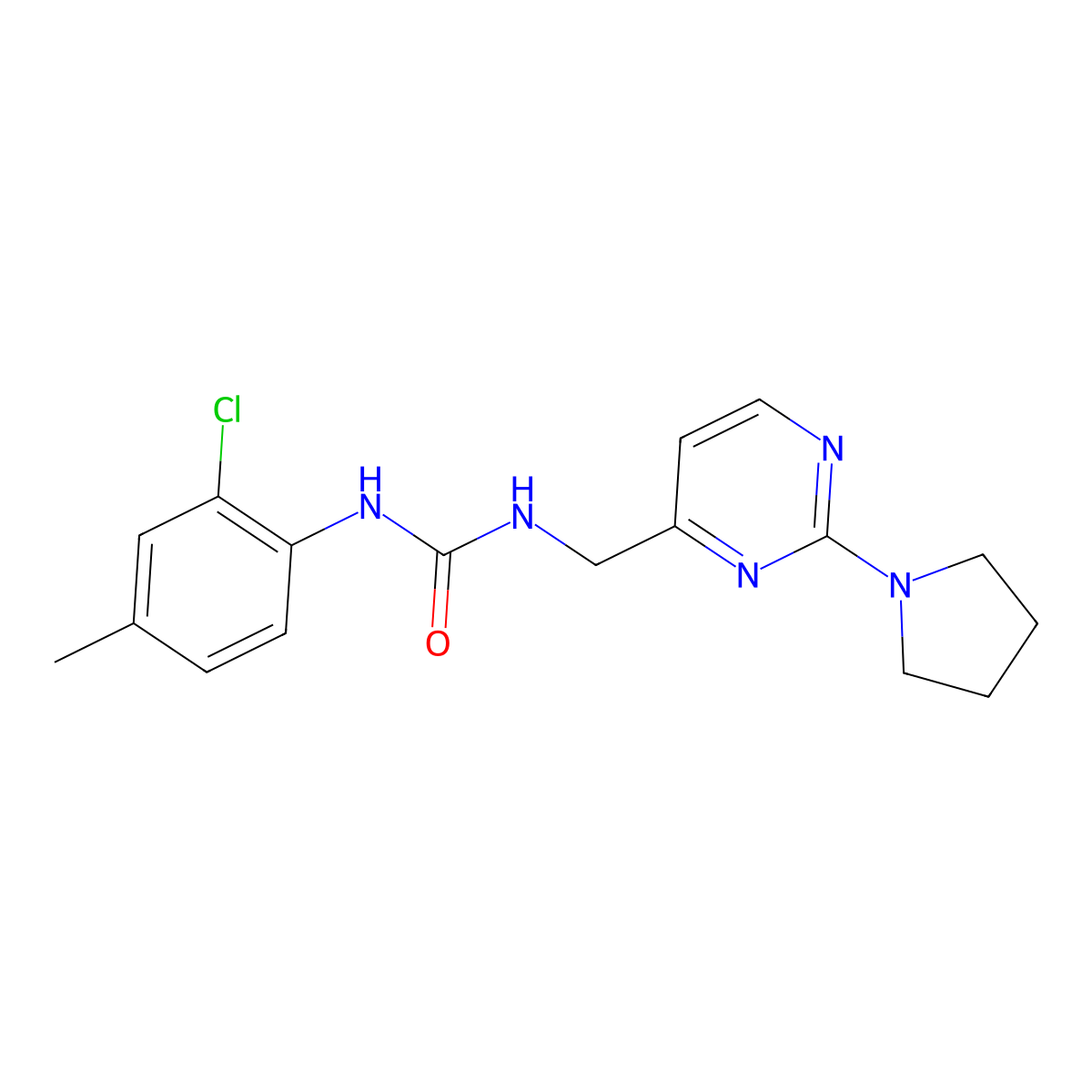1-(2-Chloro-4-methylphenyl)-3-{[2-(pyrrolidin-1-yl)pyrimidin-4-yl]methyl}urea molecular structure, CAS 1797812-85-1