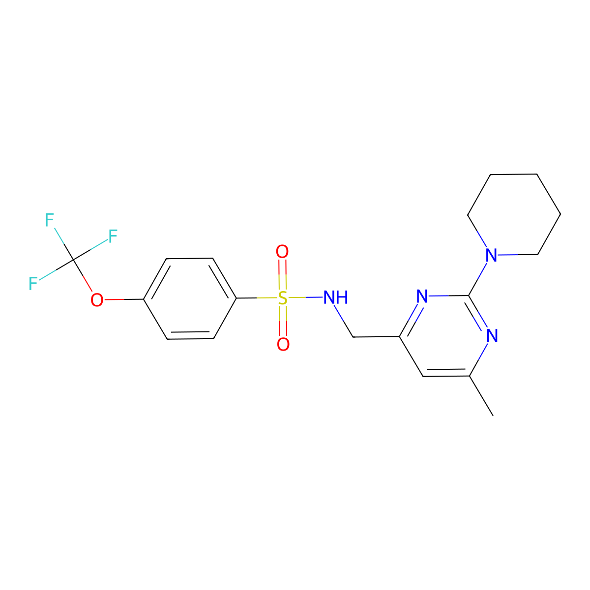 N-((6-methyl-2-(piperidin-1-yl)pyrimidin-4-yl)methyl)-4-(trifluoromethoxy)benzenesulfonamide molecular structure, CAS 1797813-42-3