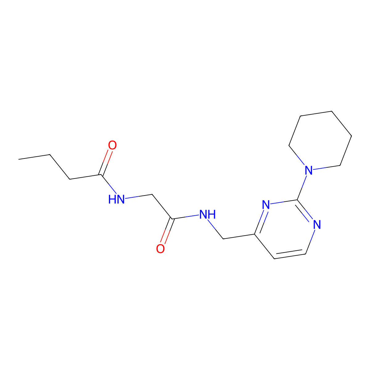 N-(2-oxo-2-(((2-(piperidin-1-yl)pyrimidin-4-yl)methyl)amino)ethyl)butyramide molecular structure, CAS 1797813-76-3