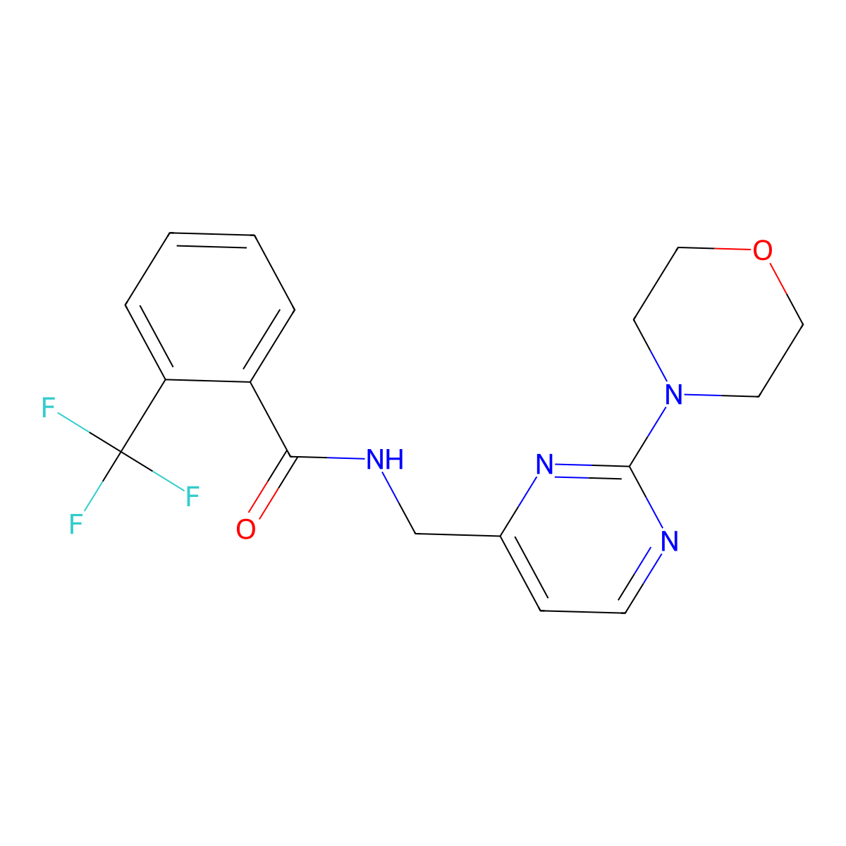 N-((2-morpholinopyrimidin-4-yl)methyl)-2-(trifluoromethyl)benzamide molecular structure, CAS 1797813-91-2