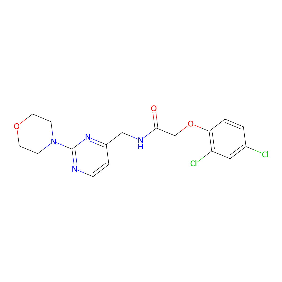 2-(2,4-dichlorophenoxy)-N-((2-morpholinopyrimidin-4-yl)methyl)acetamide molecular structure, CAS 1797814-11-9