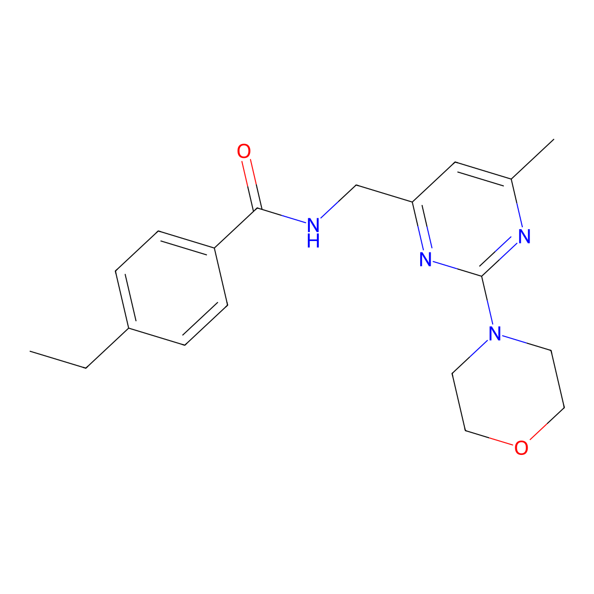 4-ethyl-N-((6-methyl-2-morpholinopyrimidin-4-yl)methyl)benzamide molecular structure, CAS 1797814-21-1