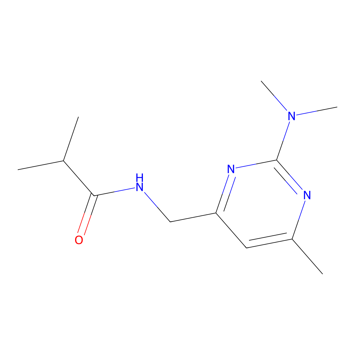 N-((2-(dimethylamino)-6-methylpyrimidin-4-yl)methyl)isobutyramide molecular structure, CAS 1797814-26-6